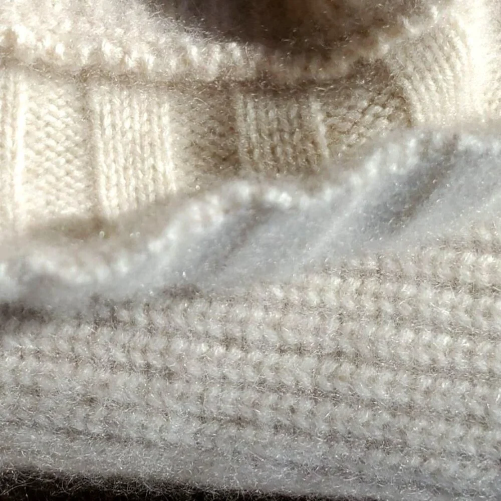 Brazeau Tricot 100% Cashmere Boxy Pullover Sweater Ivory Malibu L XL - Picture 9 of 12